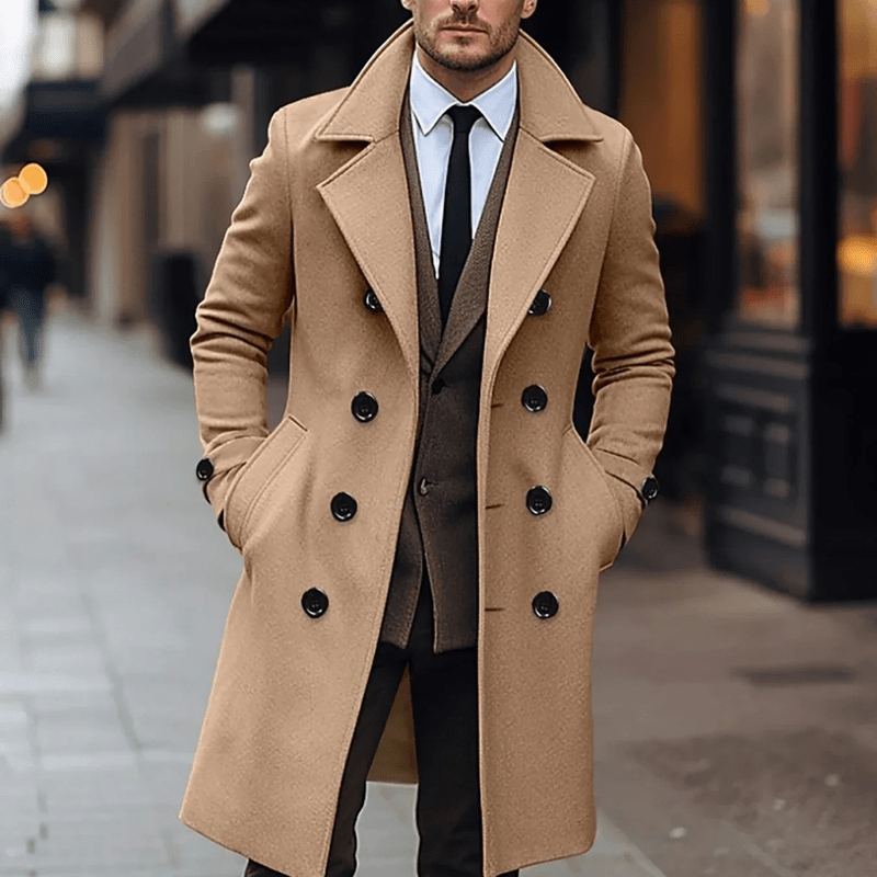 Men's Trench Coat – Elegant Black Stylish Overcoat for All Occasions