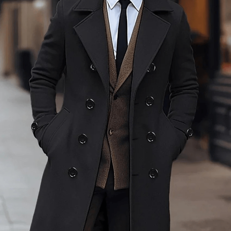 Men's Trench Coat – Elegant Black Stylish Overcoat for All Occasions