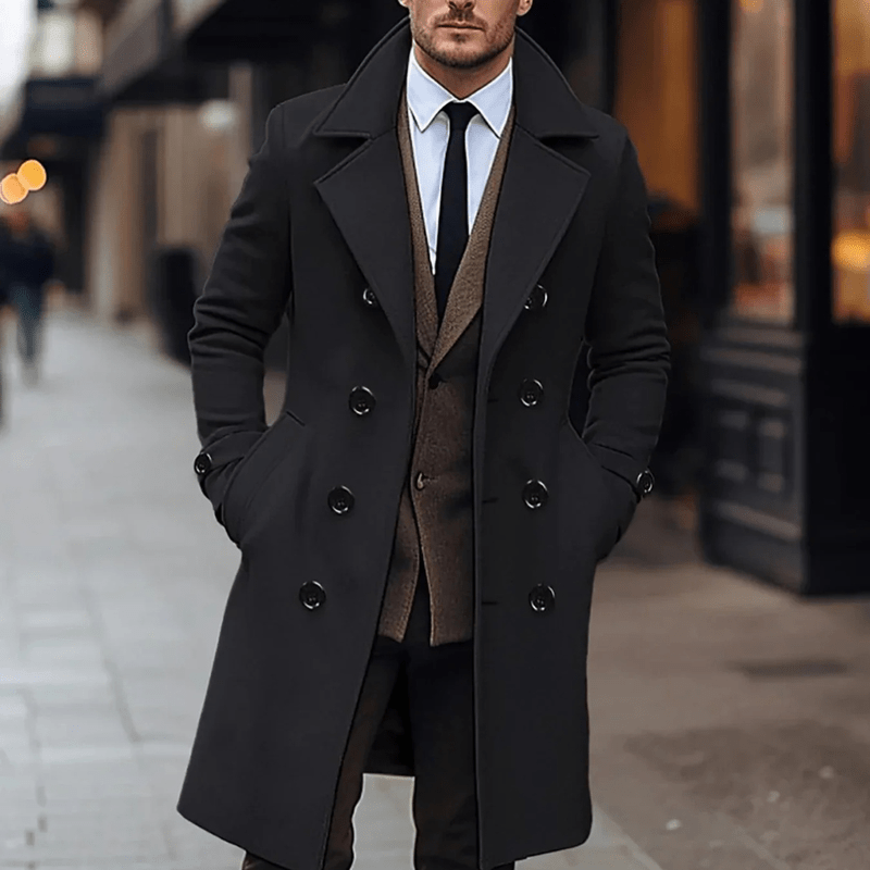 Men's Trench Coat – Elegant Black Stylish Overcoat for All Occasions