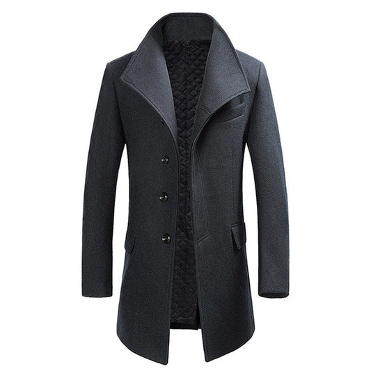 Men's Long Coat – Stylish Single-Breasted Overcoat for Formal and Casual Wear