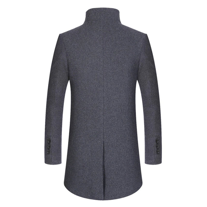 Men's Long Coat – Stylish Single-Breasted Overcoat for Formal and Casual Wear