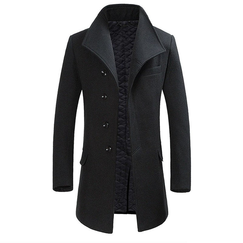 Men's Long Coat – Stylish Single-Breasted Overcoat for Formal and Casual Wear