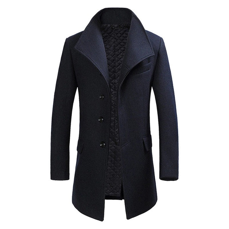 Men's Long Coat – Stylish Single-Breasted Overcoat for Formal and Casual Wear